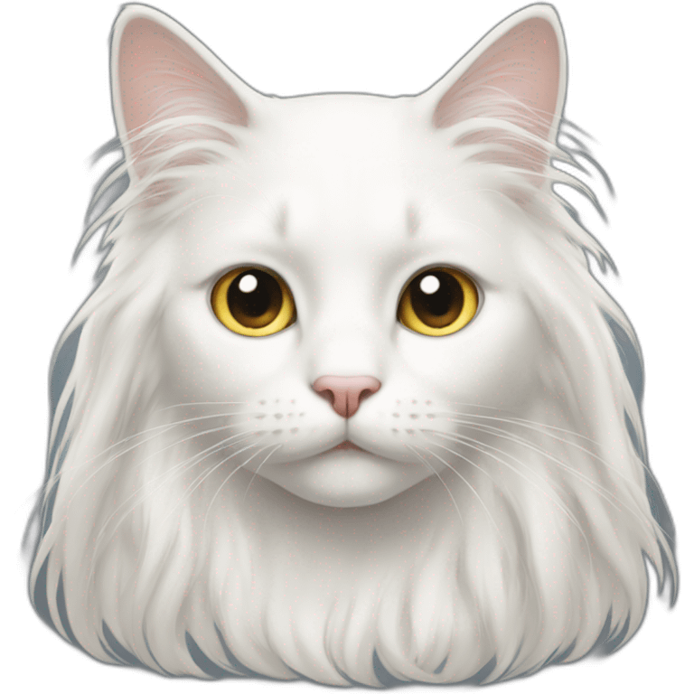 White cat with long haire emoji