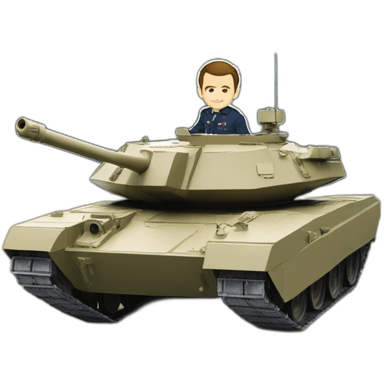 Macron sur un tank emoji