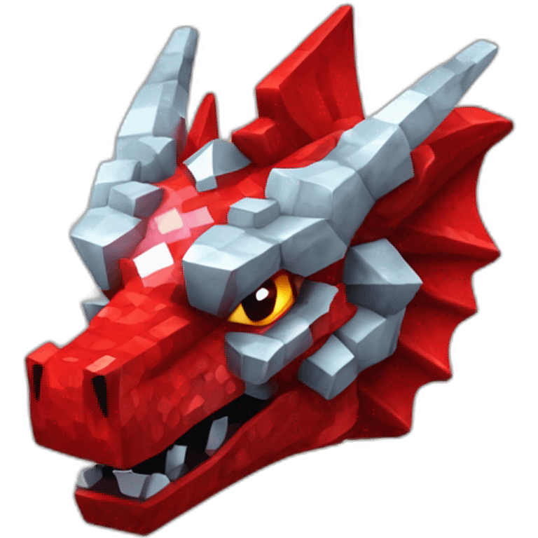 Minecraft Glitter red Dragon Head With Diamond Horn emoji