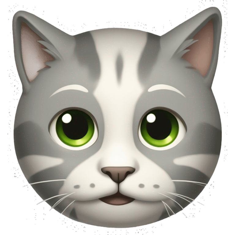 Chat rayer gris et crème avec les yeux vert et entouré d’une ligne crème emoji