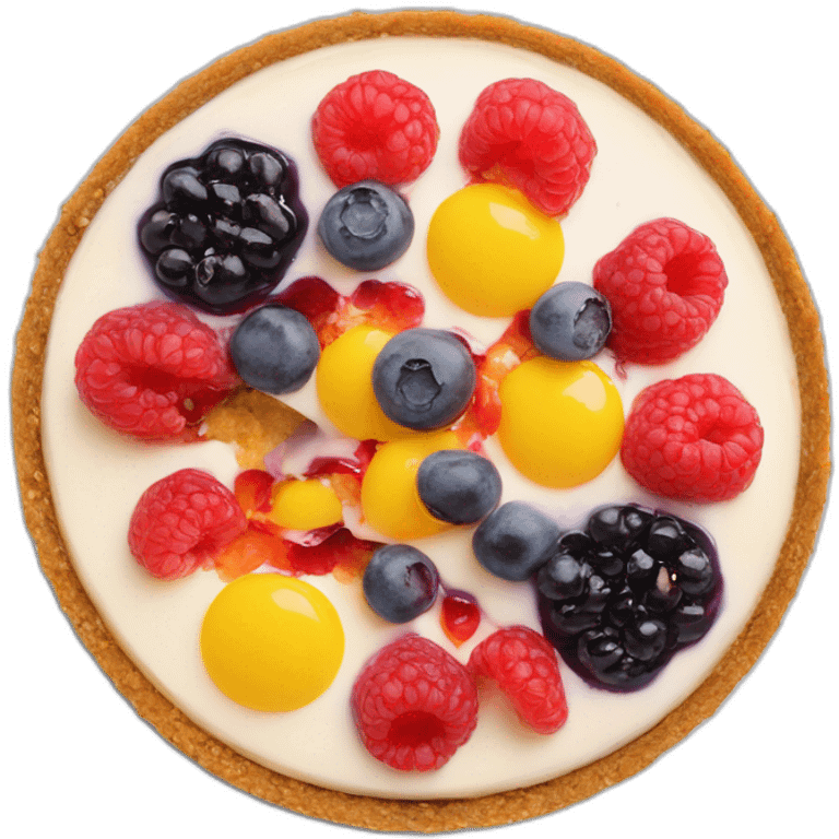 No bake cheesecake with 3 colored jams red, blueberry and yellow  emoji