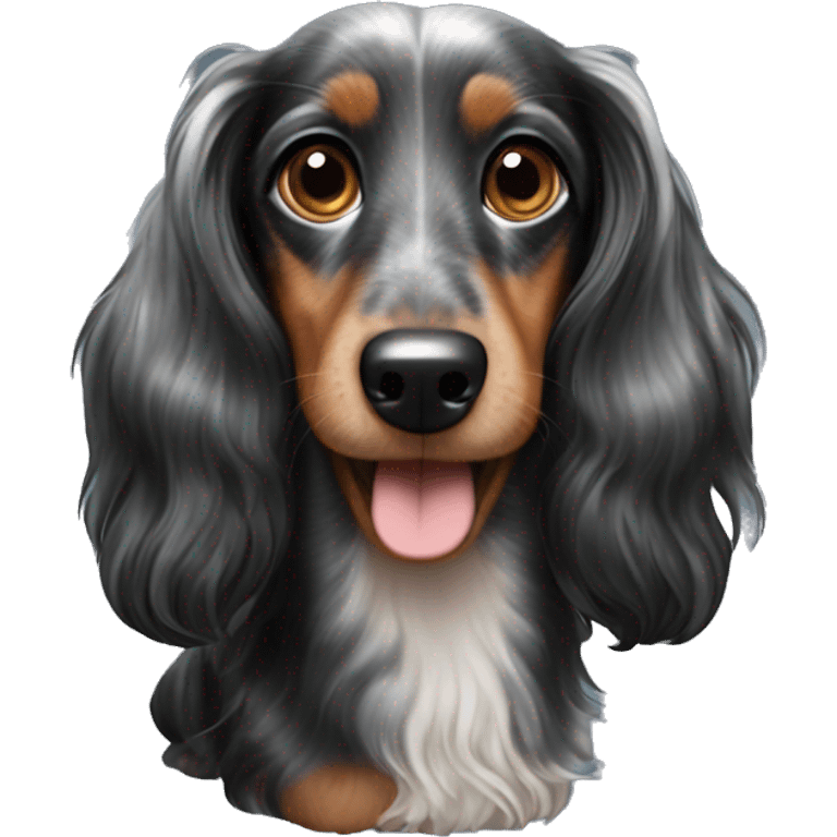 Black merle long haired Dachshund emoji