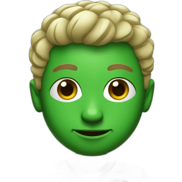 Little guy soccer mascot dressed in green with penacho and green lines under eyes emoji