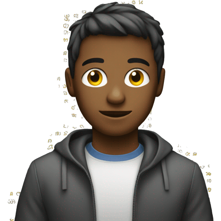 young man at computer numbers emoji