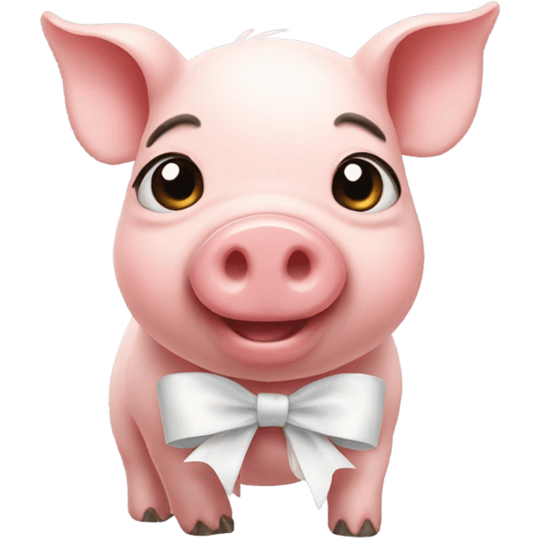 Cute pig with a white bow  emoji