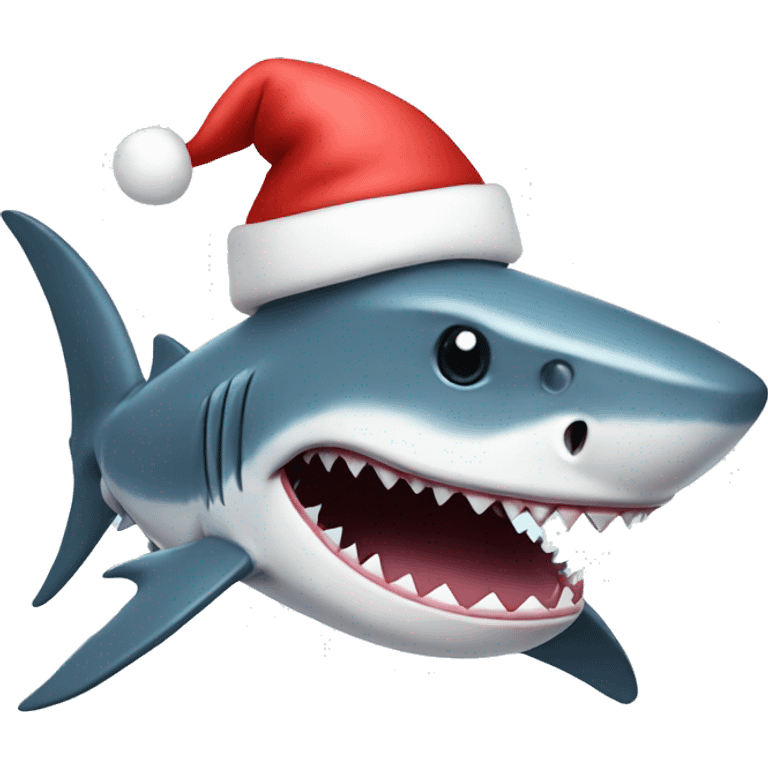 Shark with a Christmas hat emoji