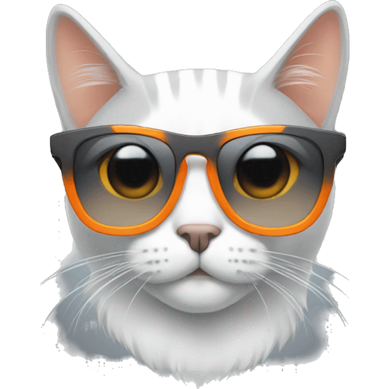 grey white and orange cat with sunglasses  emoji