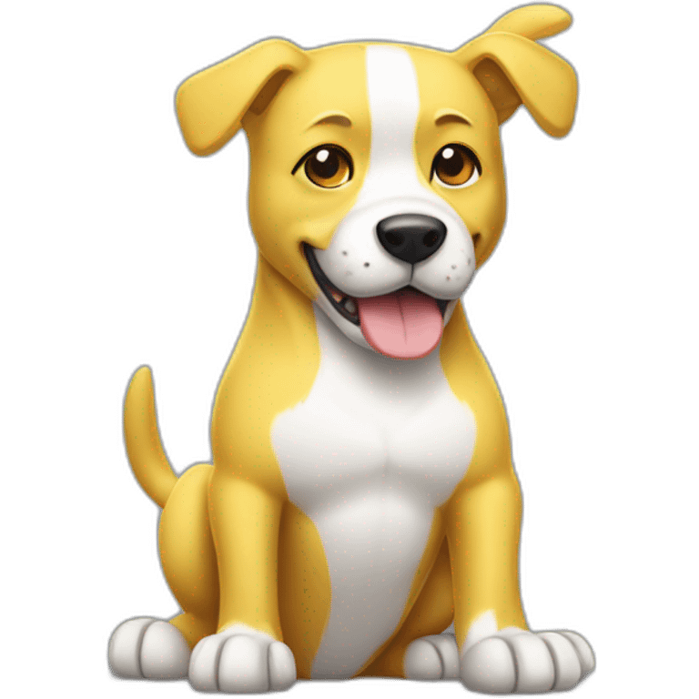 yellow and white dog with muscles and thumbs up showing the whole body emoji