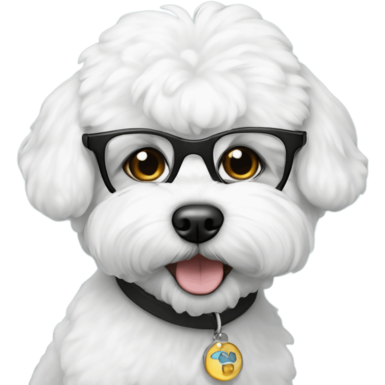 Bichon wearing glasses emoji