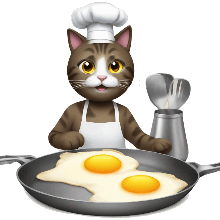 Cat cooking eggs emoji