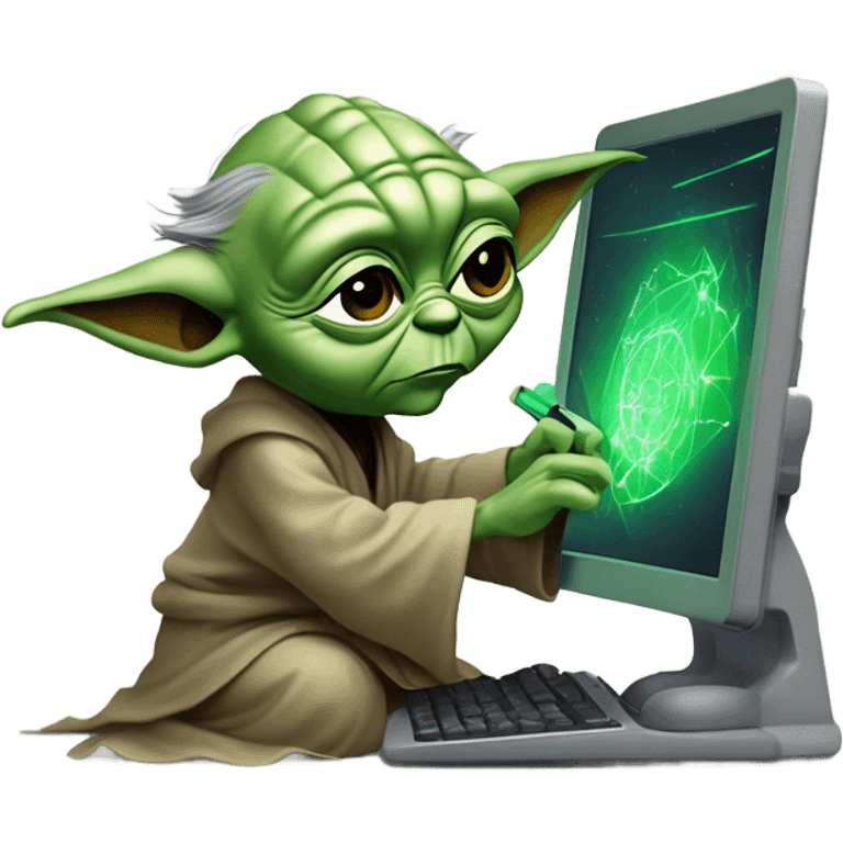 Master Yoda draws on a graphics tablet emoji