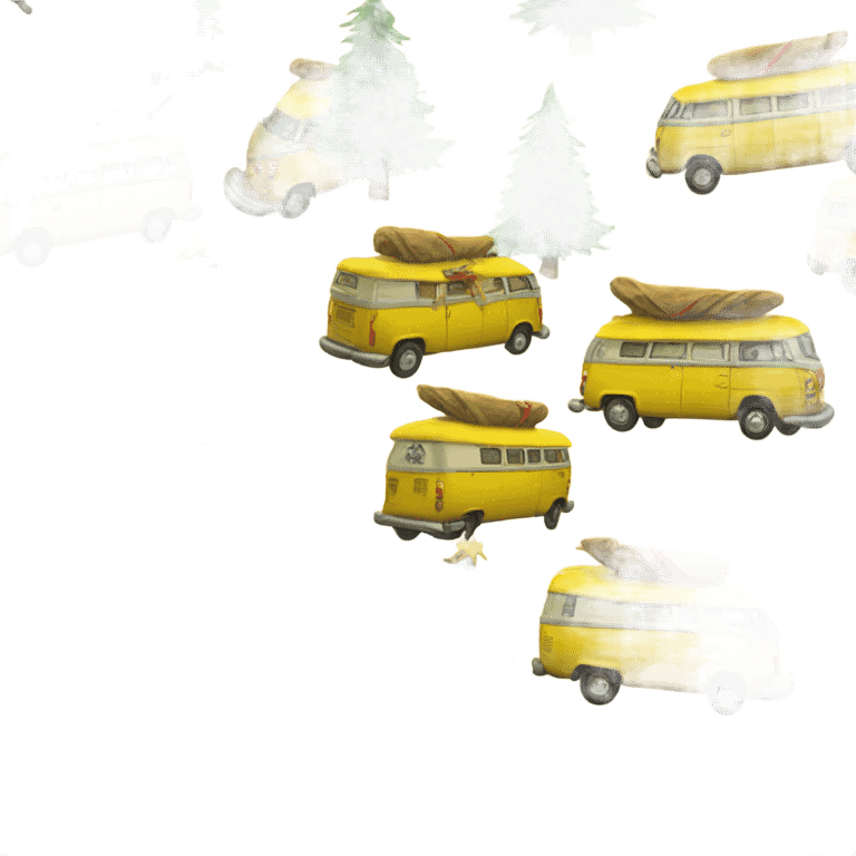 Yellow Camper van Christmas tree on roof emoji