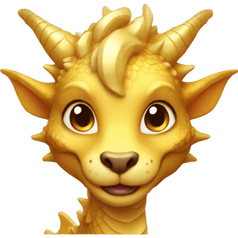 cute golden dragon face with feminine qualities emoji