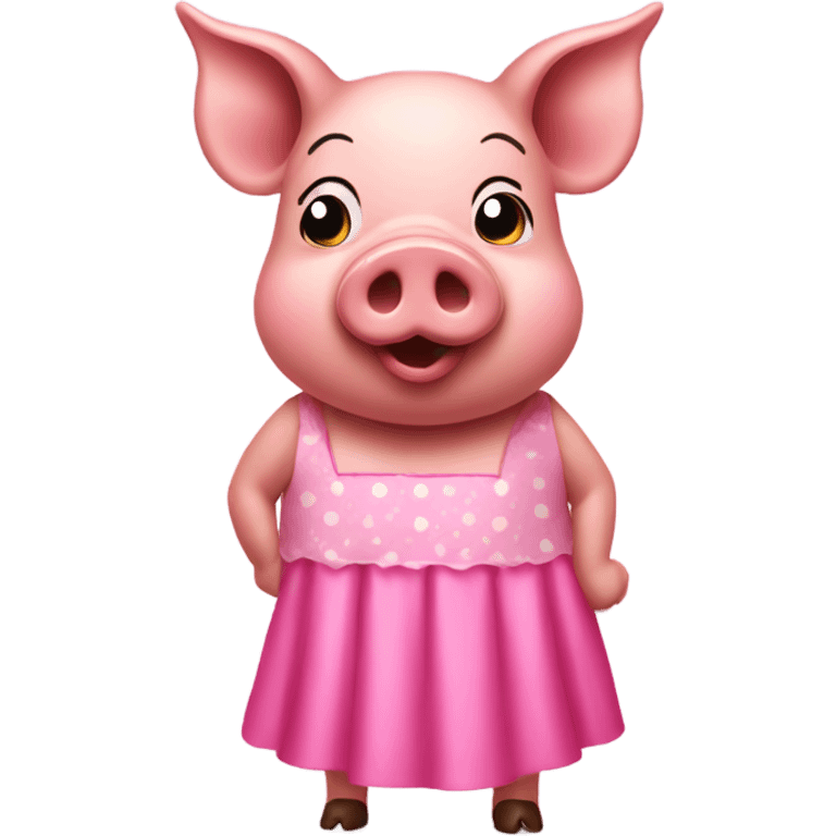 Pig in pink dress with chocolate emoji