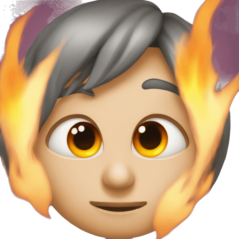 face with a fire hearth eye emoji