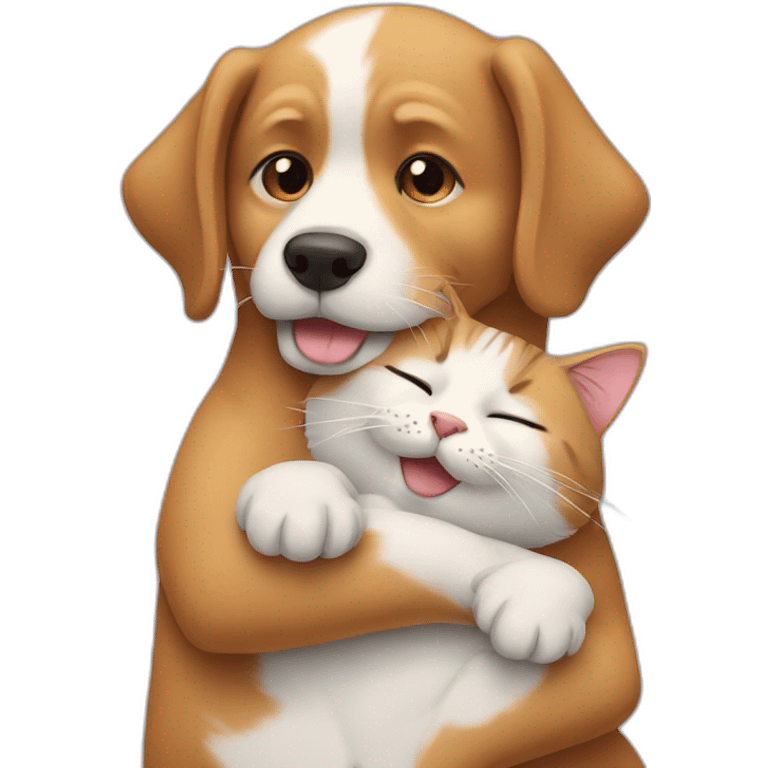 Dog and cat hugging emoji