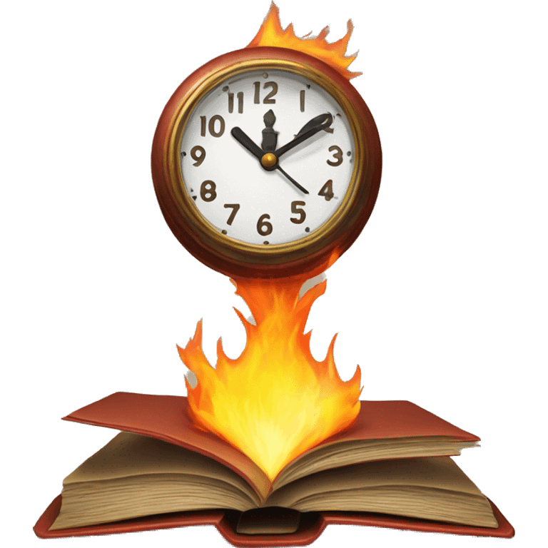 fire clock with book emoji