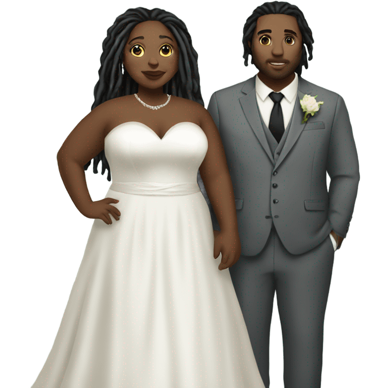 Plus size couple with locs wedding pale emoji