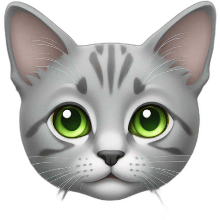 A little cat grey with green eyes emoji