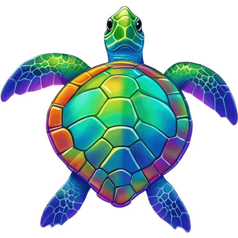 Lisa Frank, rainbow sea turtle with star on shell  emoji