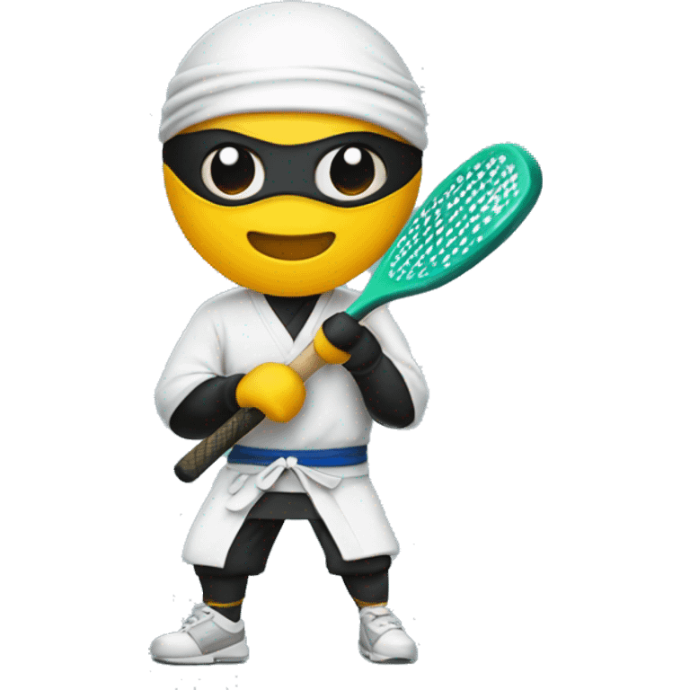 Ninja holding a pickleball paddle emoji