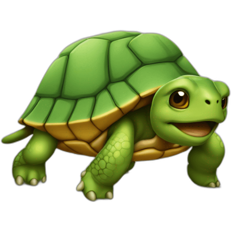 une tortue sur du caca emoji