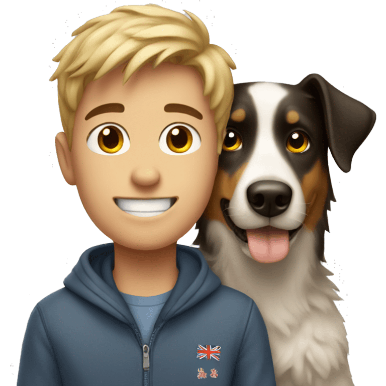 boy with his aussie dog emoji