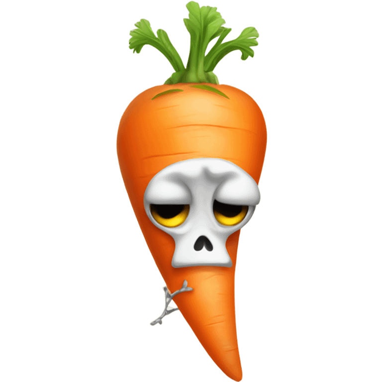 Sad carrot crying over bird skeleton emoji