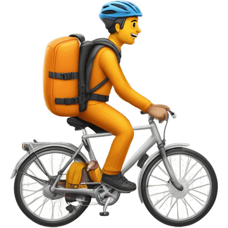 orangener Lieferando fahrradfahrer mit gelben rucksack emoji