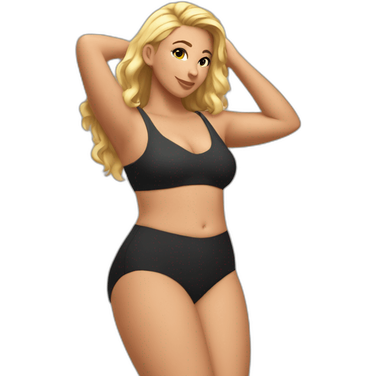 Slim-Thicc caucasian woman swimsuit posing emoji