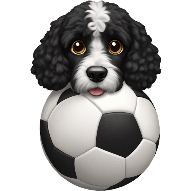 black cockapoo playing football emoji