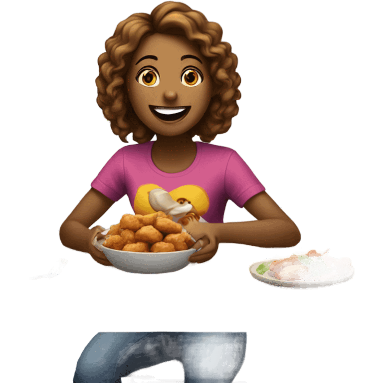 Girl eating chicken  emoji