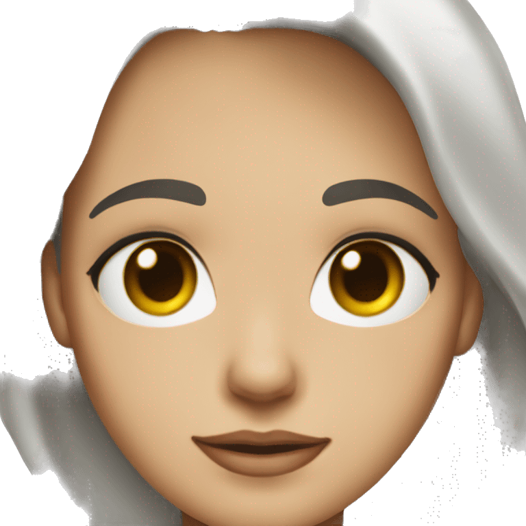 face sticker, pop, brunette woman, hazel eyes, dark hair, white t-shirt emoji