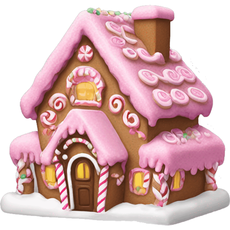 Pink gingerbread house emoji