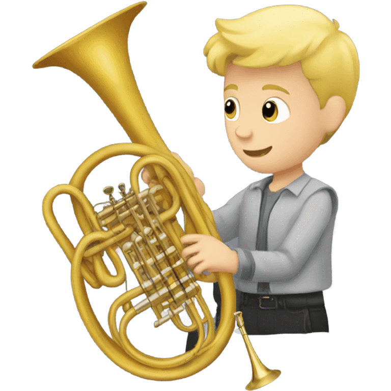 blonde boy with French horn emoji