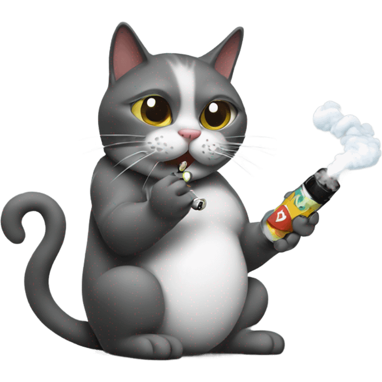 cat hitting a vape emoji