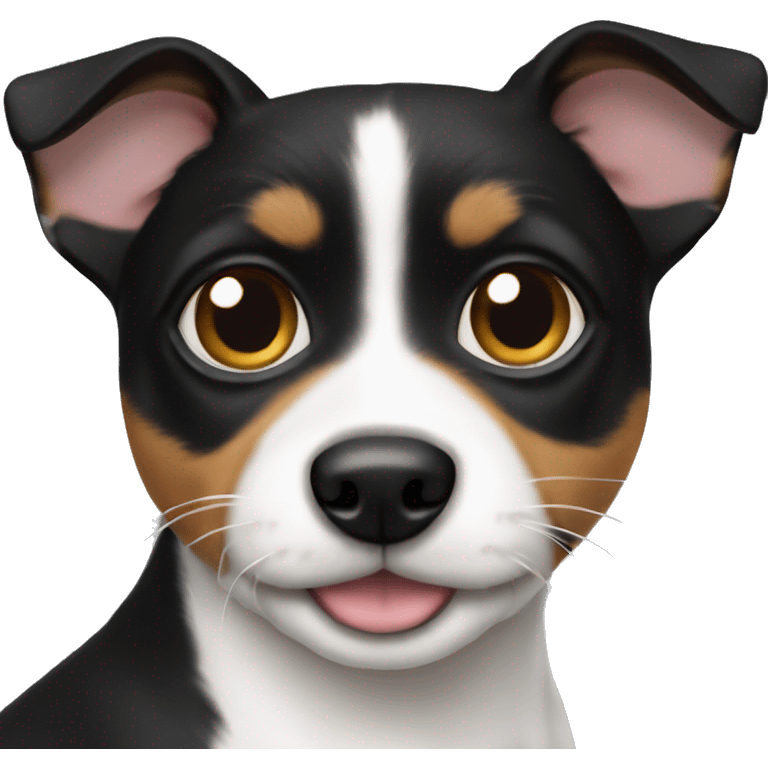 Jack russell  terrier with black cat emoji