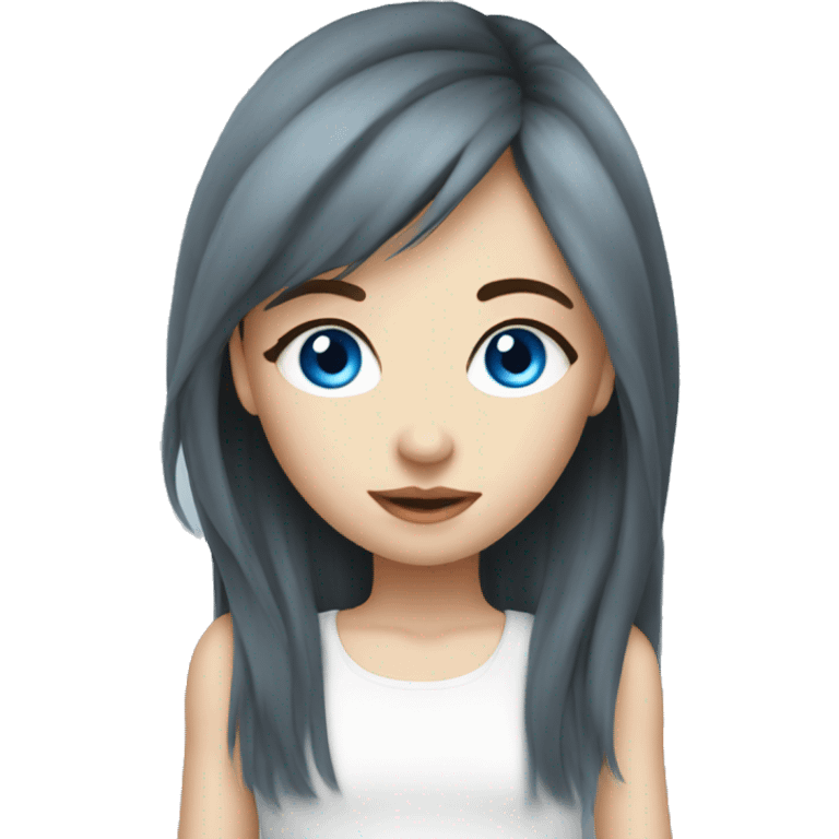 Long bangs blue eyes pretty girl emoji