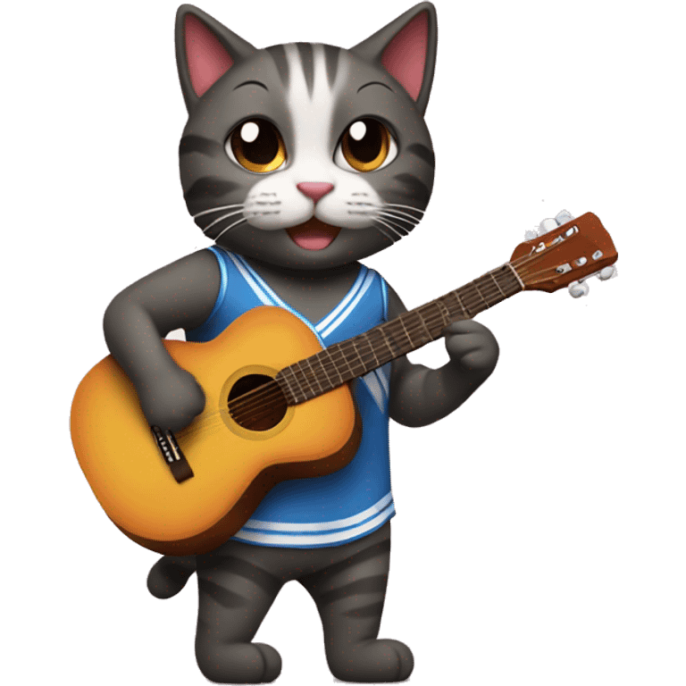 cheerleader cat playing acoustic guitar emoji