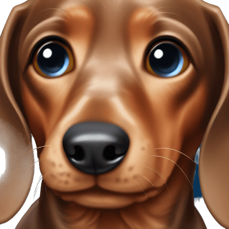 Brown dapple Dachshund with one blue eye one brown eye  emoji