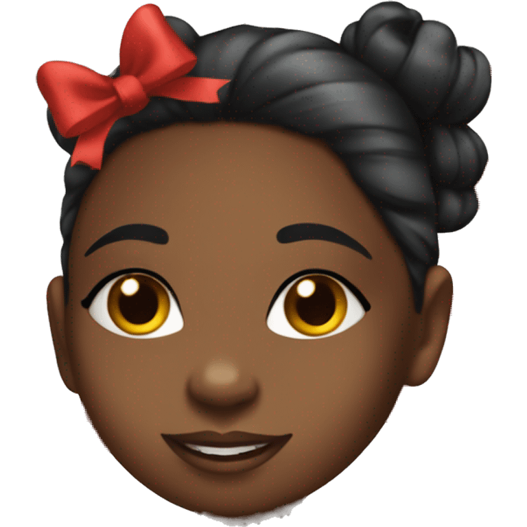 Black girl with silk press and red bow blowing a kiss  emoji