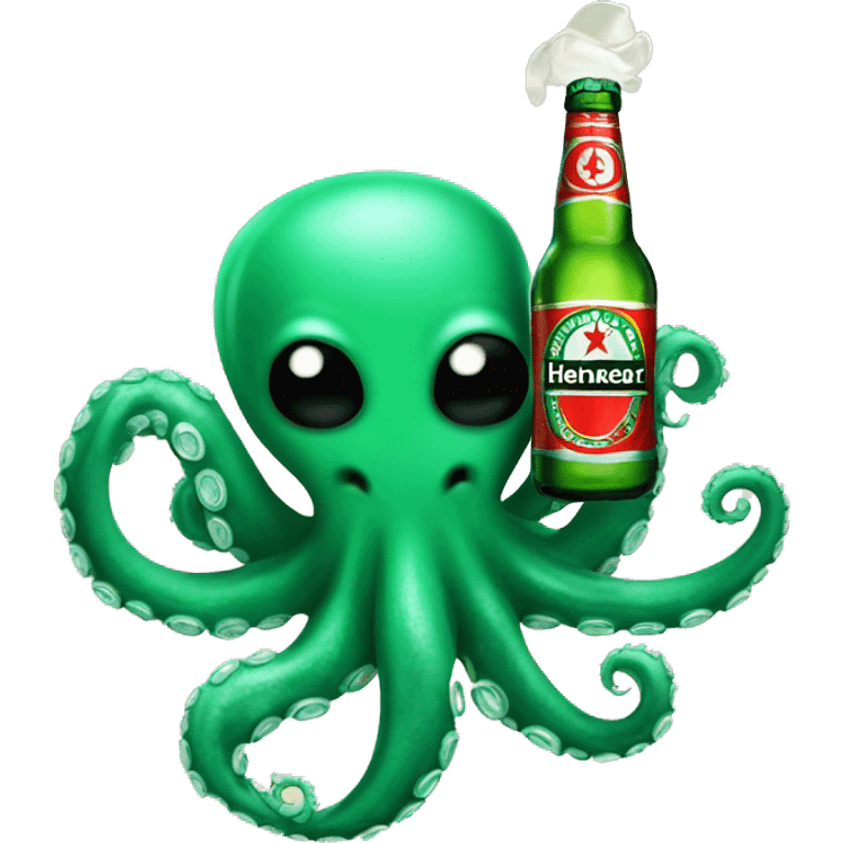 Octopus holding a Heineken beer with his tentacle  emoji