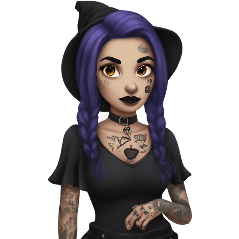 Goth Witch with lots of tattoos emoji