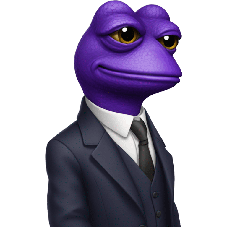 Purple skin PEPE with suit  emoji