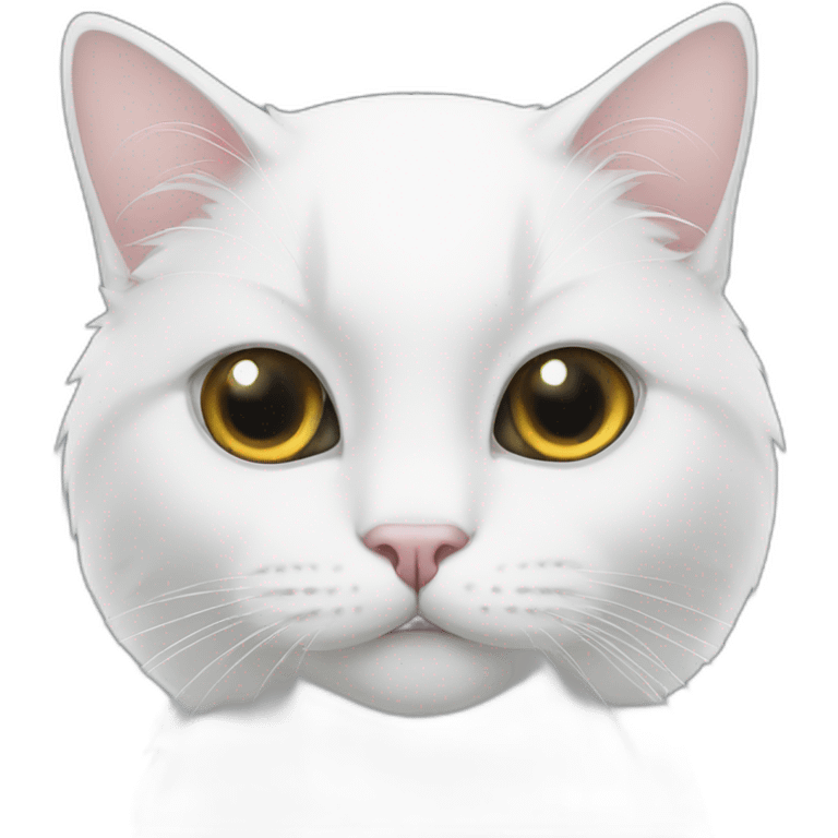 White cat with anime eyes emoji