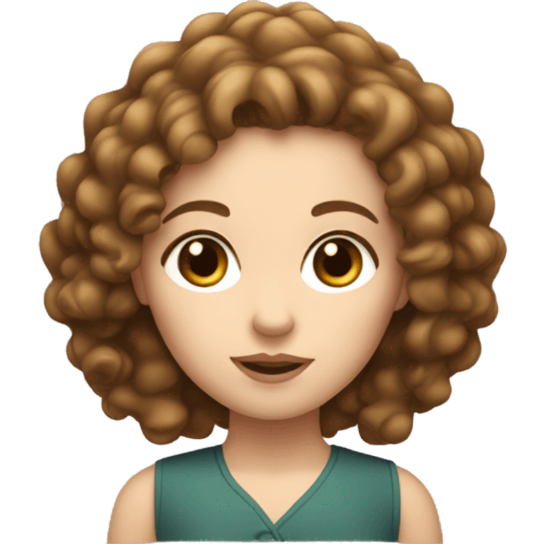 White girl with brown curls, cuban emoji