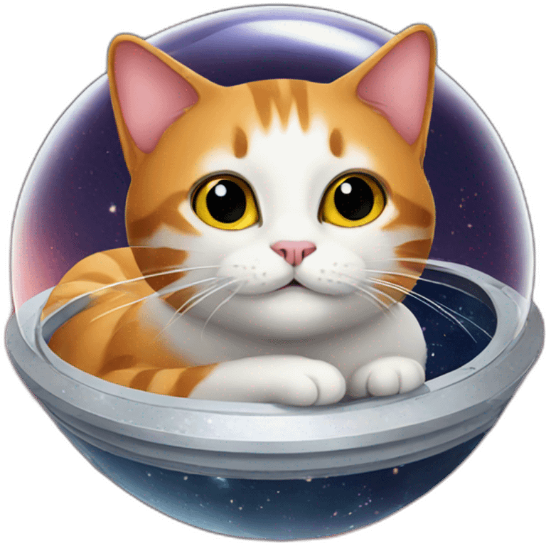 Space ginger cat floating in space with galaxy background emoji