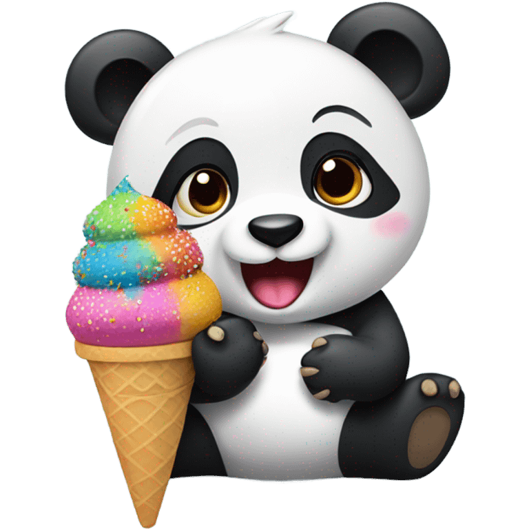 Panda eating ice cream emoji