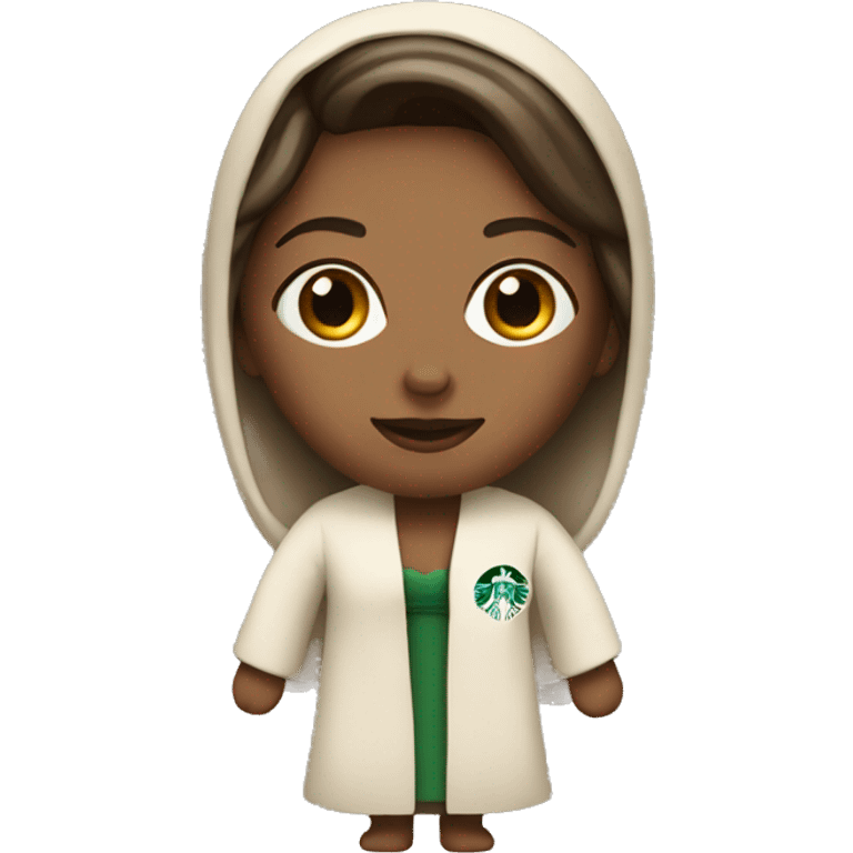 Woman with starbucks and in a robe emoji