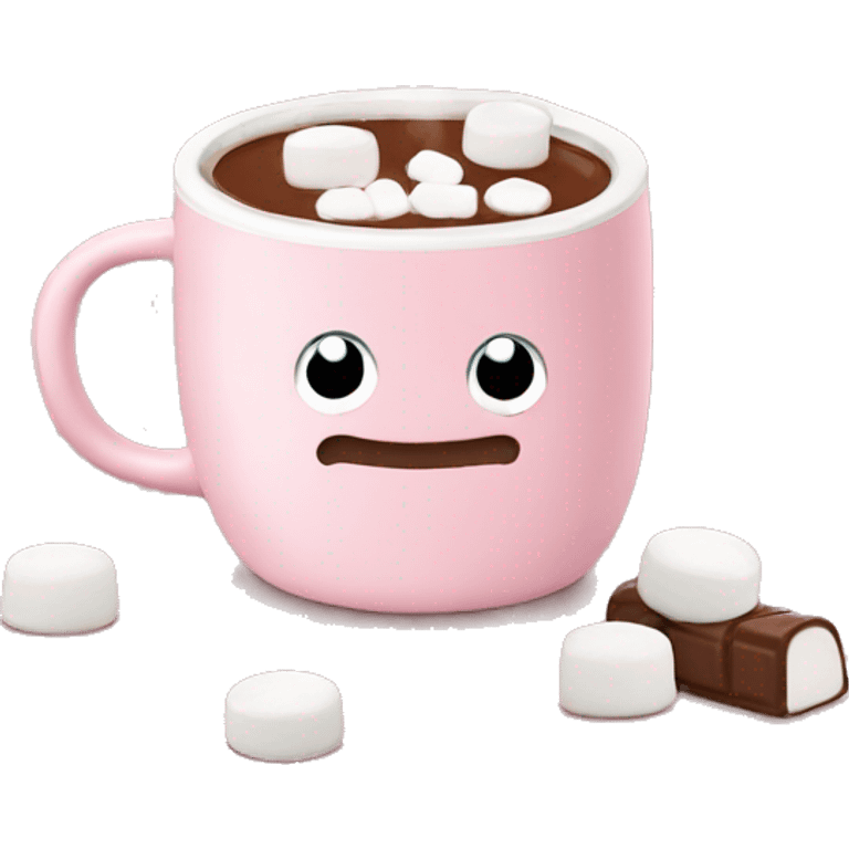 Light Pink mug of hot chocolate with marshmallows  emoji